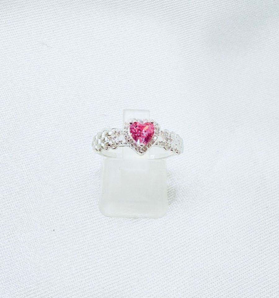 Anillo Dama Diseño Corazón ROSADO