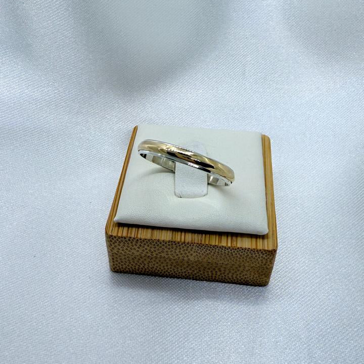 Anillo Argolla Diseño LISO 3mm Grosor y Plata fina ley 925 con Oro de 14 kilates, Laminado.