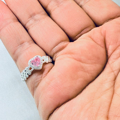 Anillo Dama Diseño Corazón ROSADO