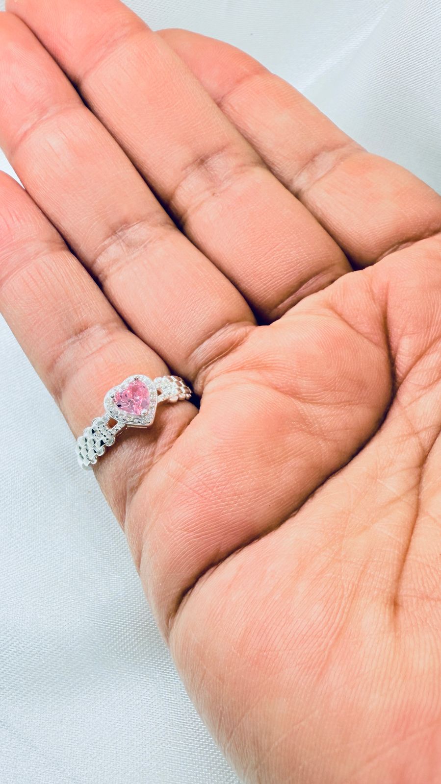 Anillo Dama Diseño Corazón ROSADO