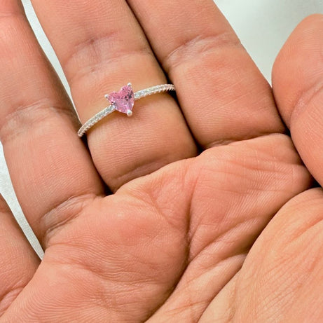 Anillo Dama Diseño Corazón ROSADO