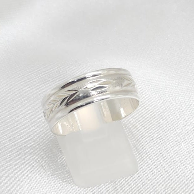 Anillo Argolla Diseño ESPIGA 6mm Grosor Plata 925