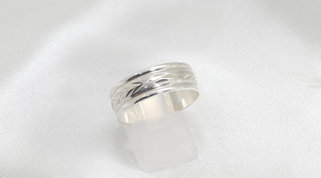 Anillo Argolla Diseño ESPIGA 6mm Grosor Plata 925