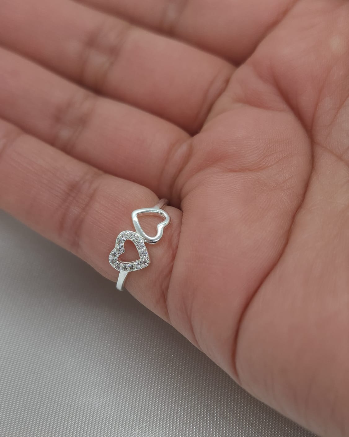 Anillo Dama Diseño Corazón Doble