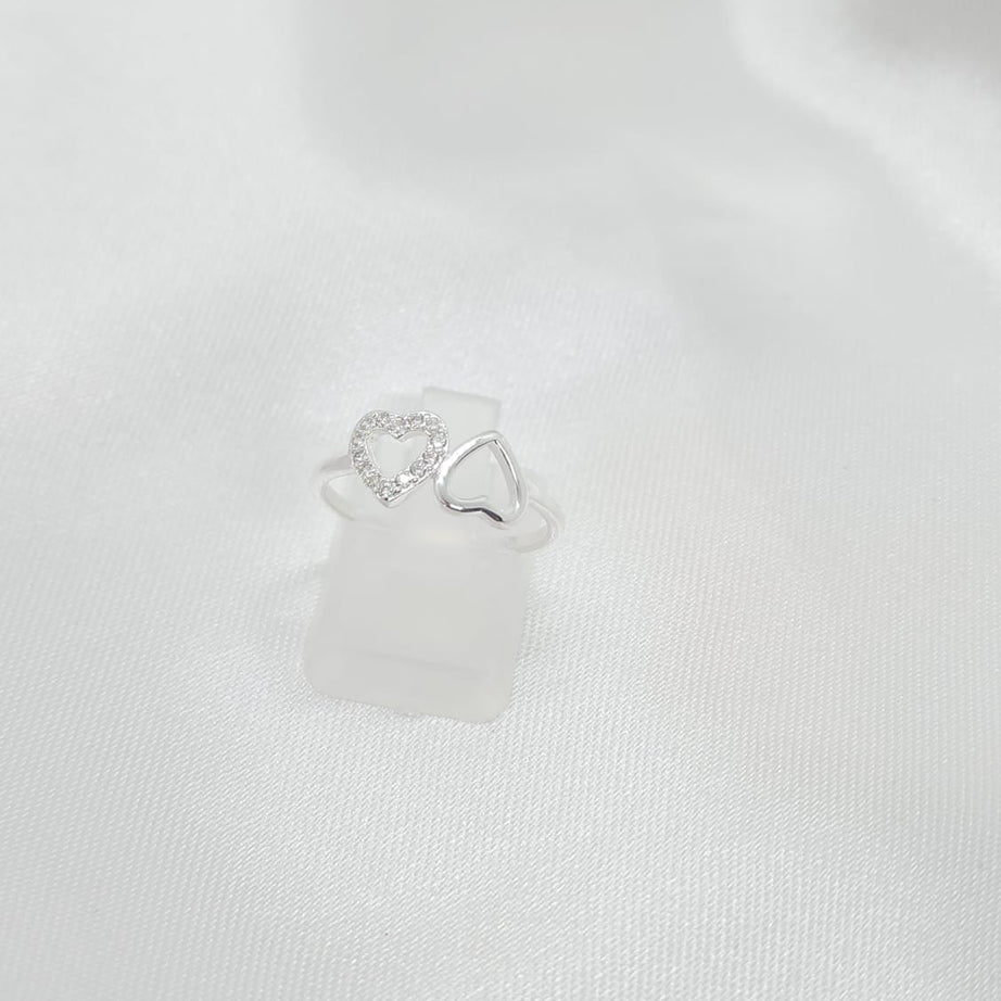 Anillo Dama Diseño Corazón Doble