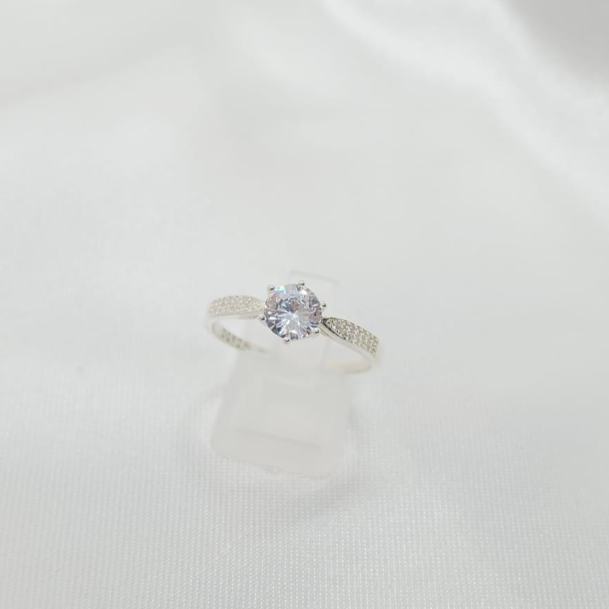 Anillo Dama diseño Circón 6D Sobresaliente Cristal con incrustación de Microcircones