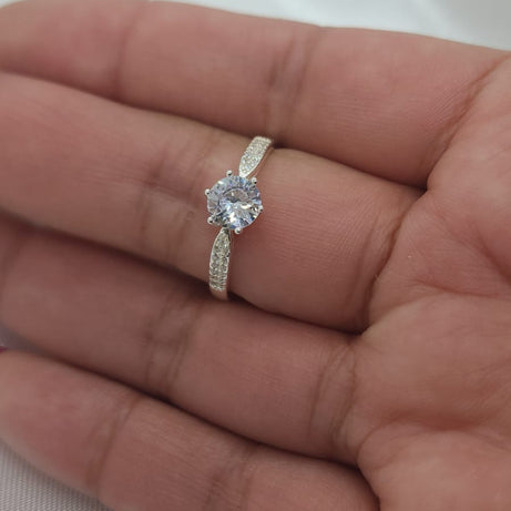 Anillo Dama diseño Circón 6D Sobresaliente Cristal con incrustación de Microcircones