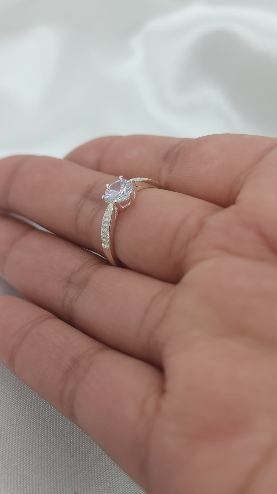 Anillo Dama diseño Circón 6D Sobresaliente Cristal con incrustación de Microcircones