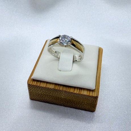 Anillo Dama Diseño Circón  P.925 con Oro de 14k.