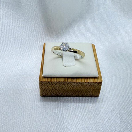 Anillo Dama Diseño Circón P.925 con Oro de 14k.