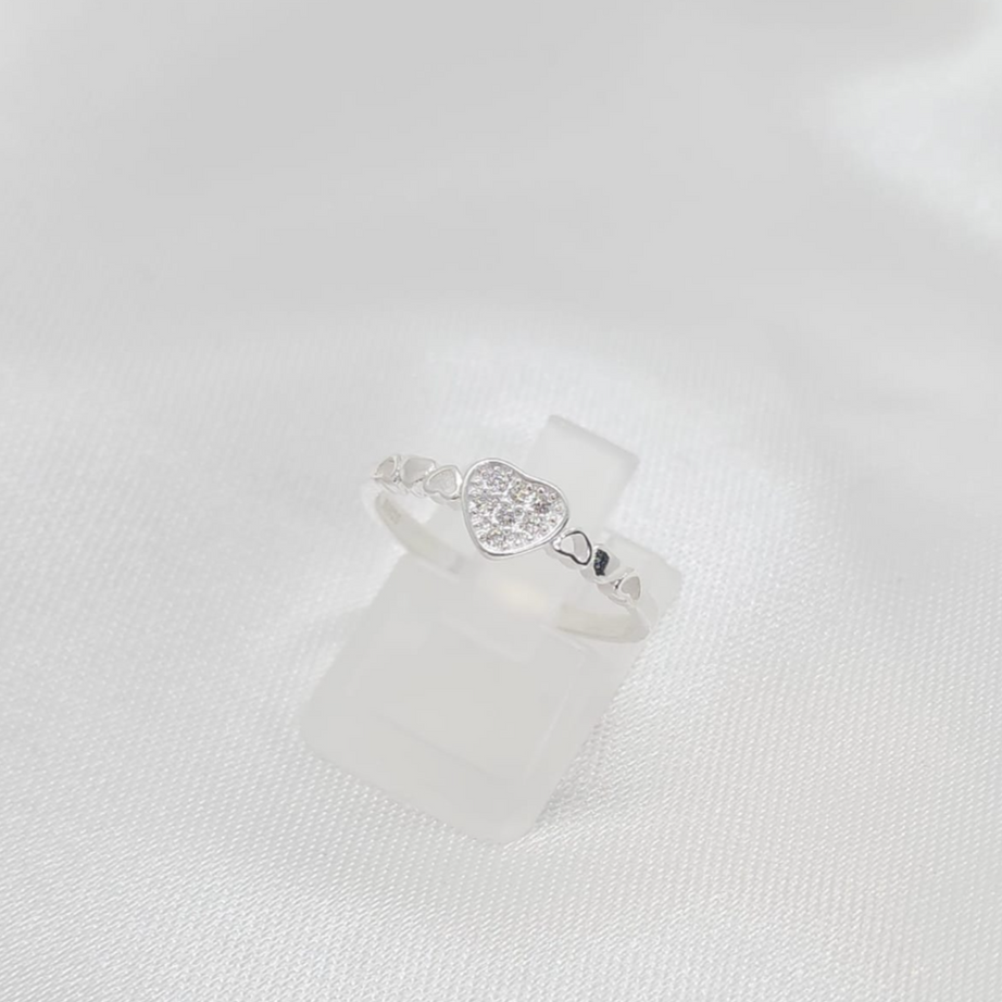 Anillo Dama Diseño Corazón con Incrustación de Microcircones Plata 925