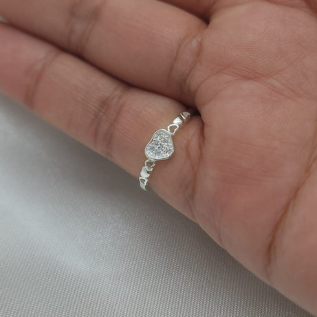 Anillo Dama Diseño Corazón con Incrustación de Microcircones Plata 925