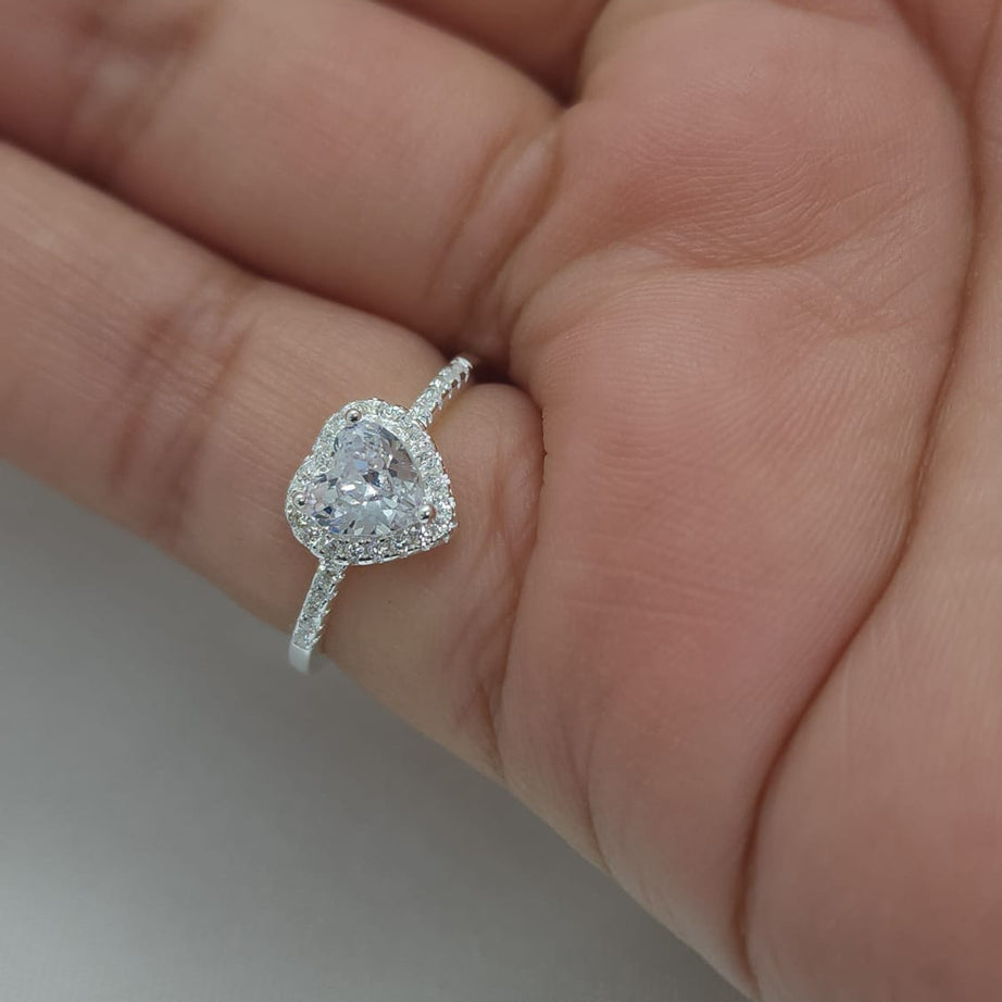 Anillo Dama diseño Corazón Circón Cristal Grande