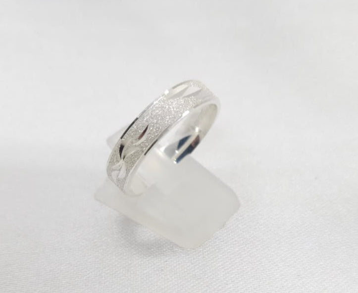 Anillo Argolla Diseño Brillos 4mm Grosor Plata 925