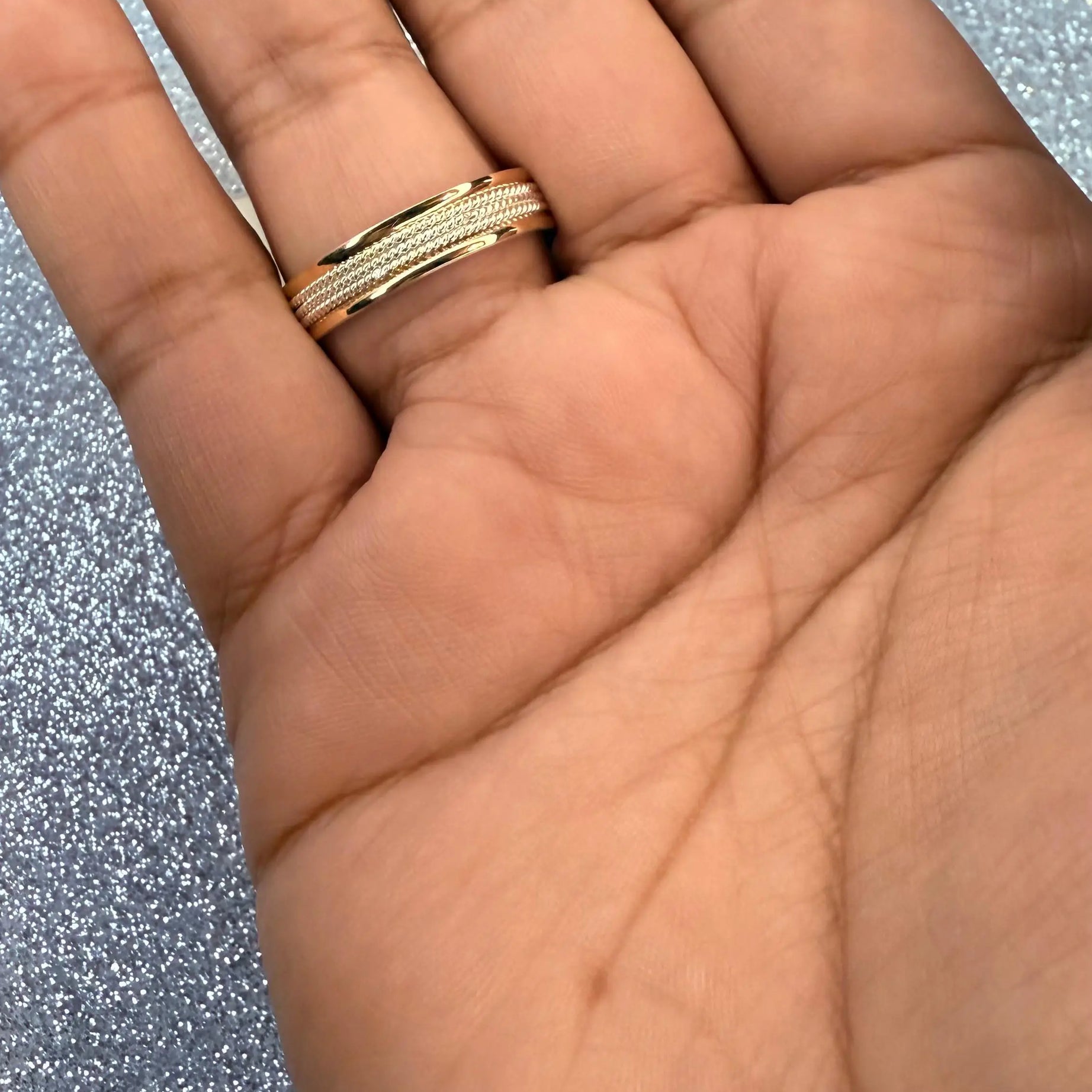 Anillo Argolla Diseño Cadenitas 3 lines 5mm Grosor