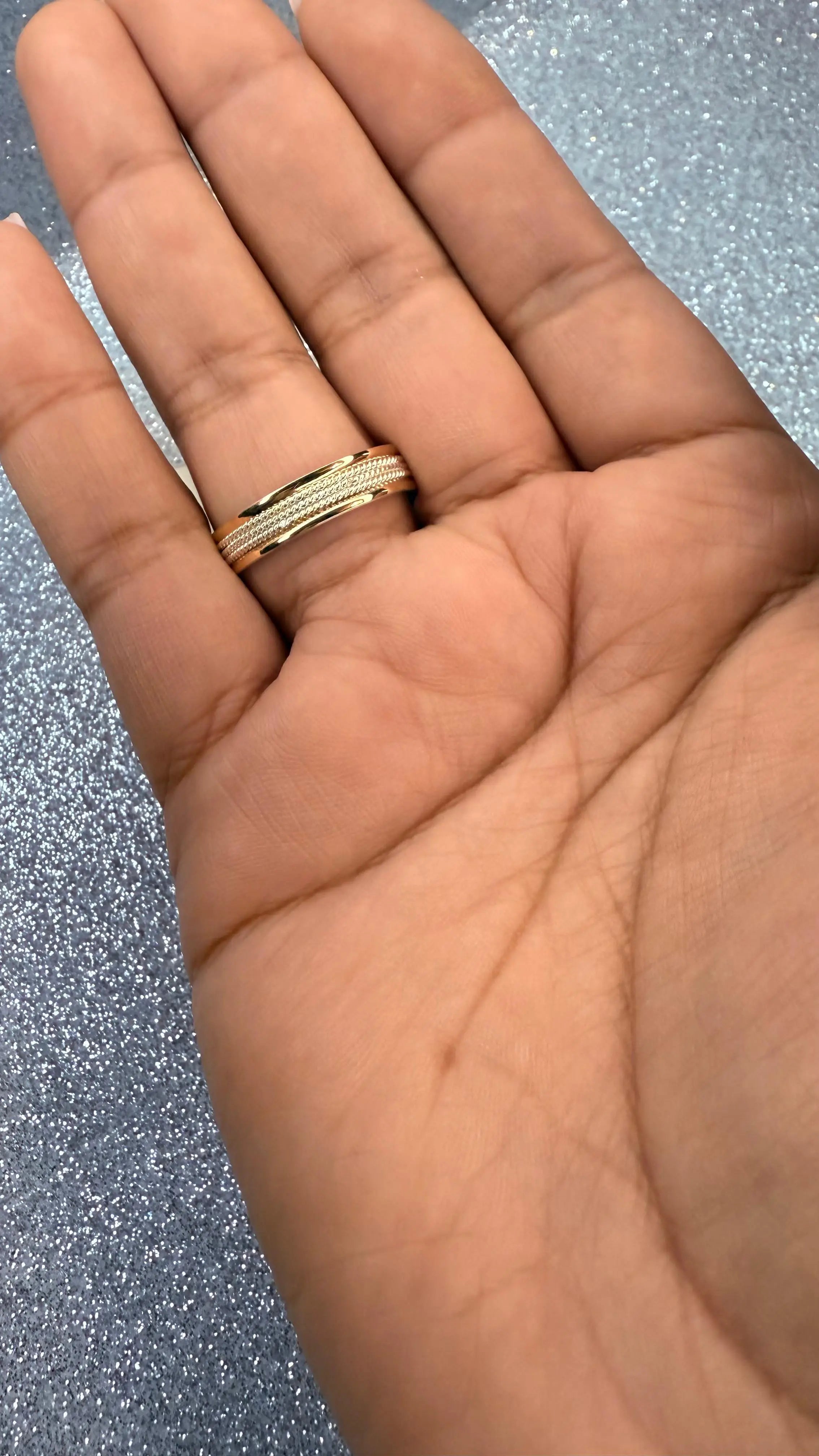 Anillo Argolla Diseño Cadenitas 3 lines 5mm Grosor