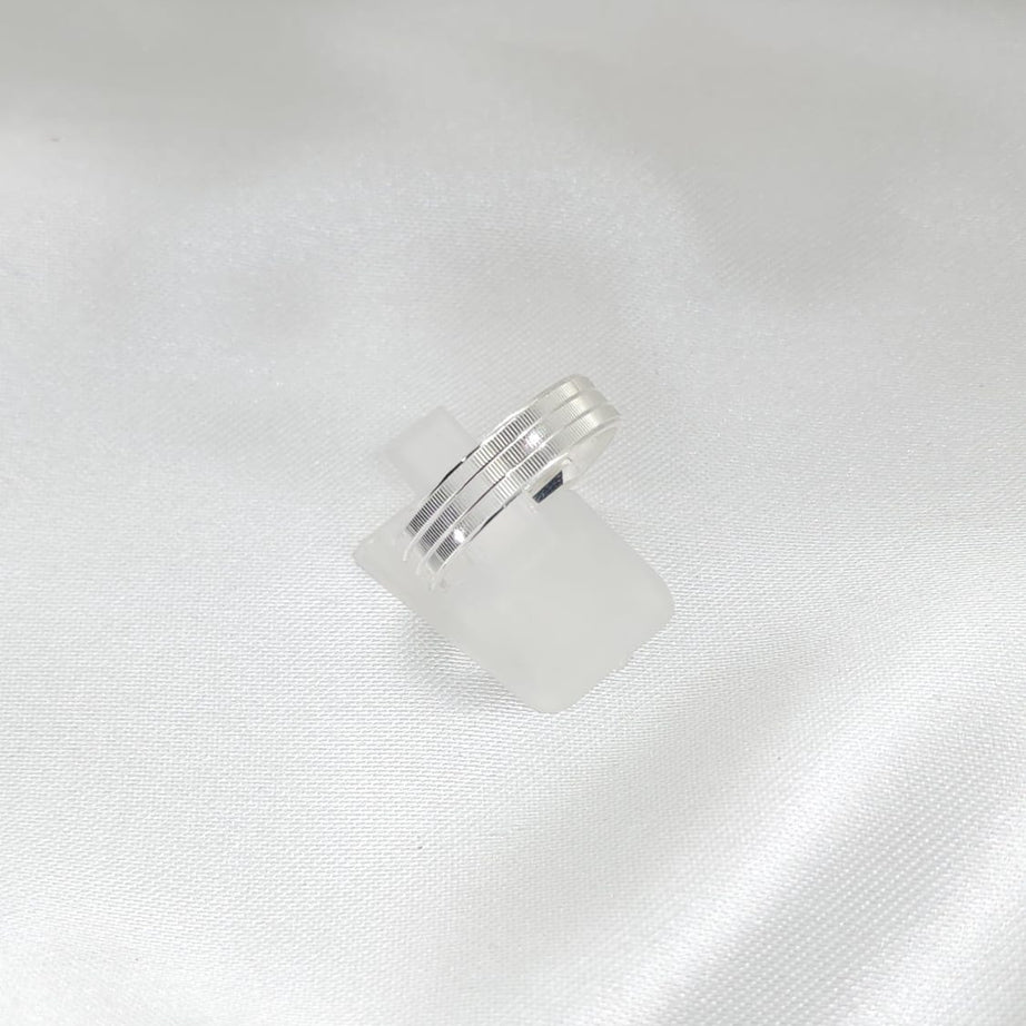 Anillo Argolla Diseño Lineas  4mm Grosor Plata 925