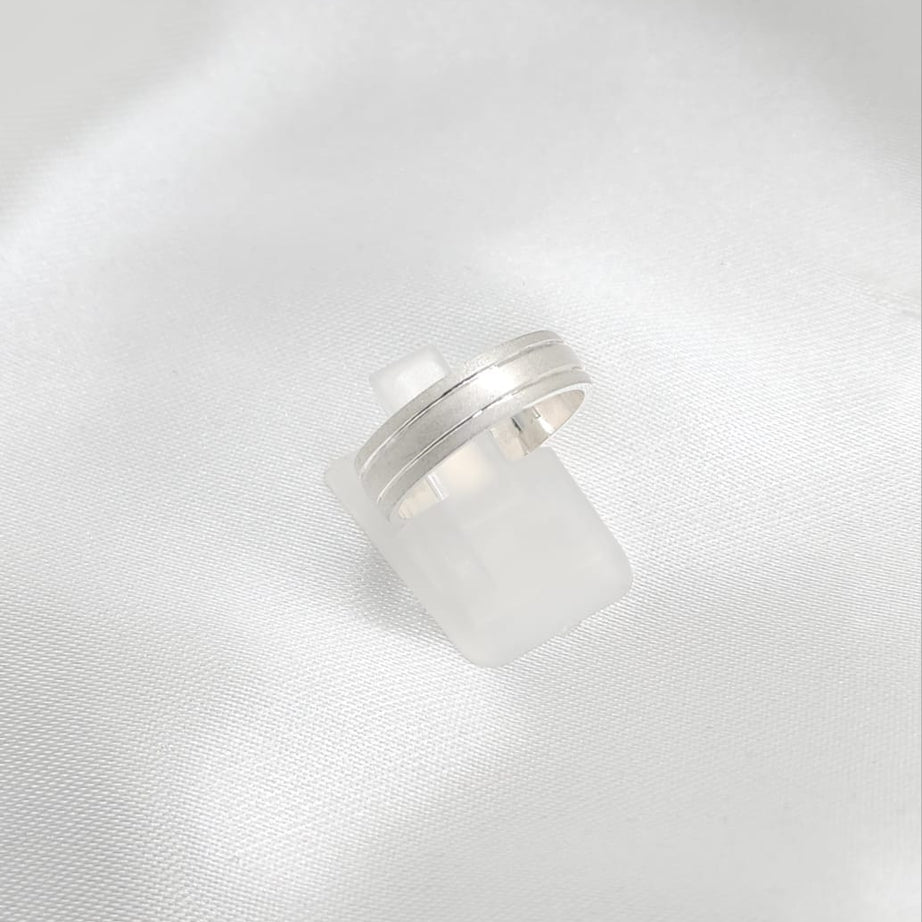 Anillo Argolla Diseño Cromado 2 lineas 4mm Grosor Plata 925