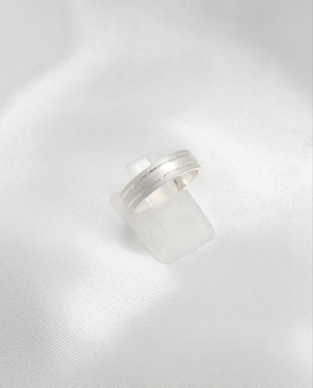 Anillo Argolla Diseño Cromado 2 lineas 4mm Grosor Plata 925