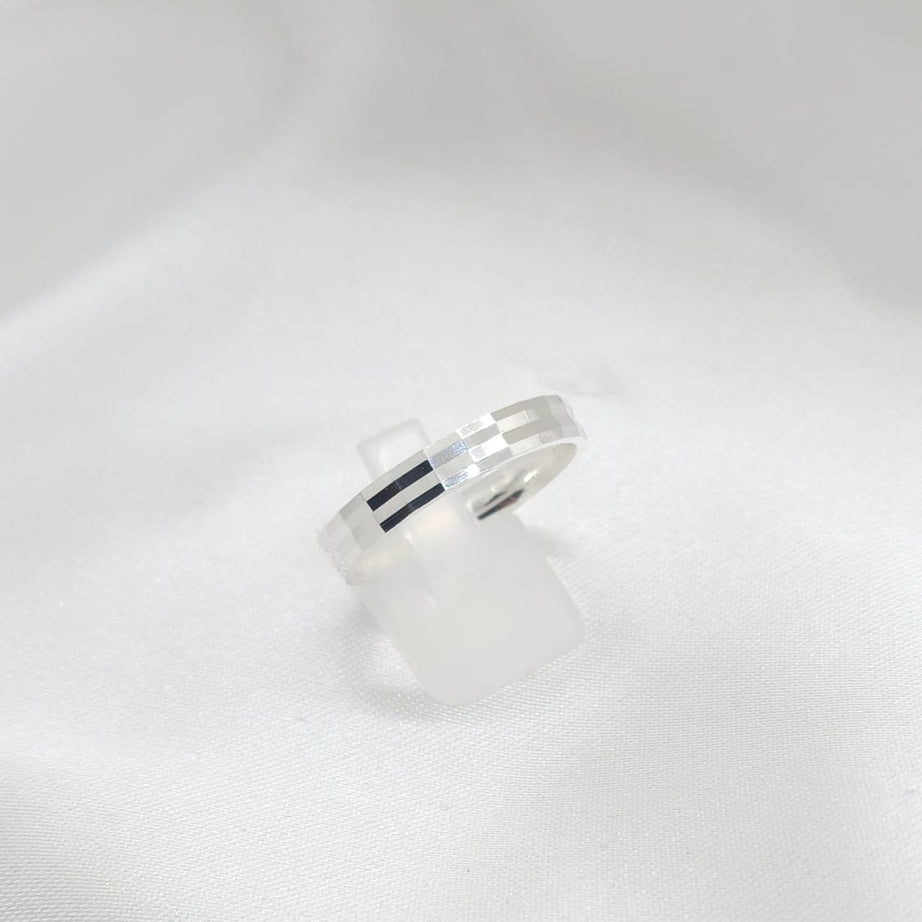 Anillo Argolla Diseño cuadraditos 4mm Grosor Plata 925