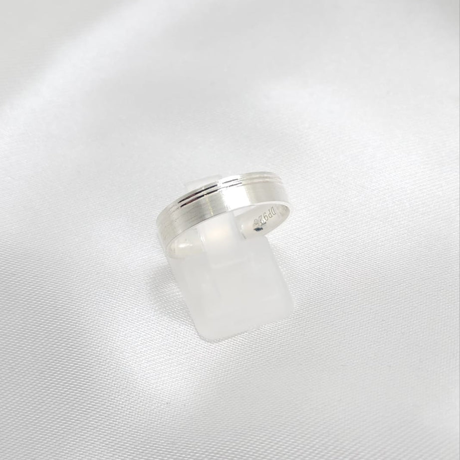 Anillo Argolla Diseño dos lineas 4mm Grosor Plata 925
