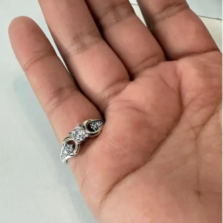 Anillo Dama Diseño  Circón P.925 con Oro de 14k.