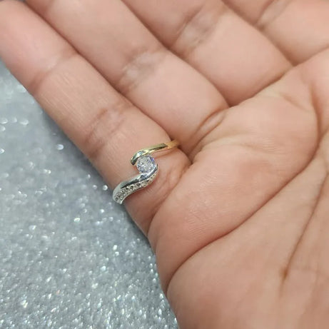 Anillo Dama Diseño Circon con microcircones P.925 con Oro de 14k.