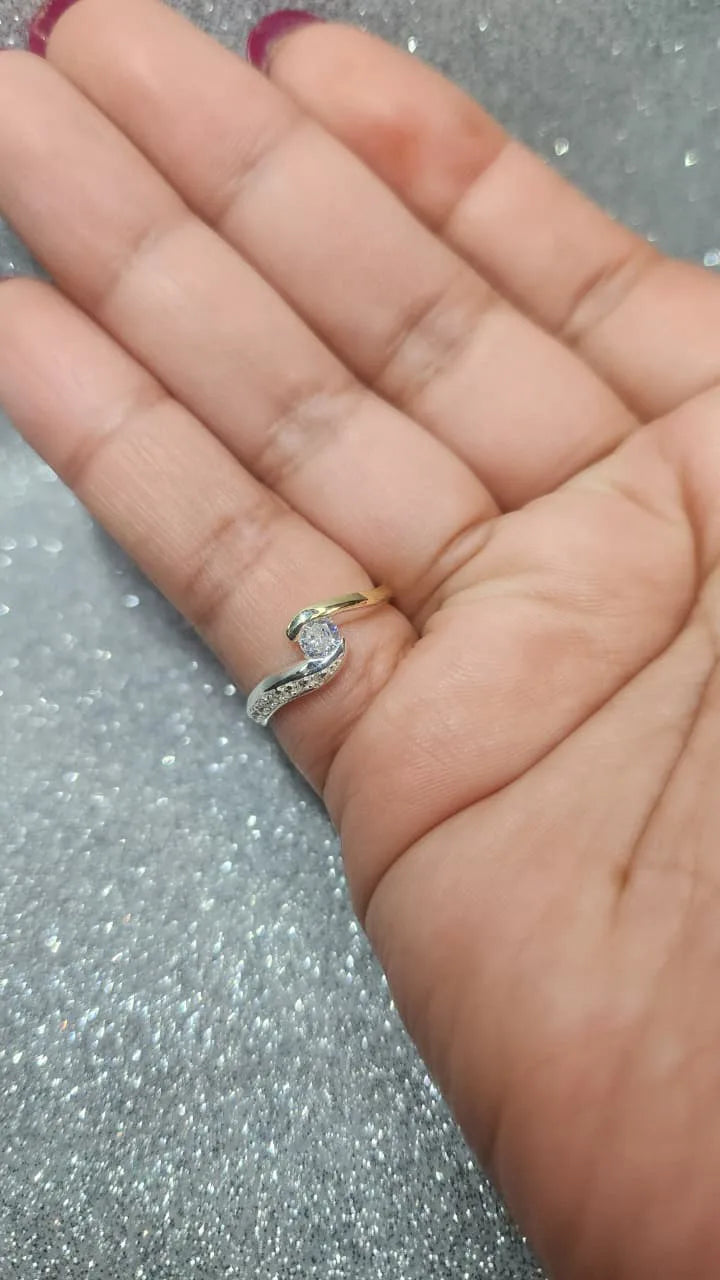 Anillo Dama Diseño Circon con microcircones P.925 con Oro de 14k.