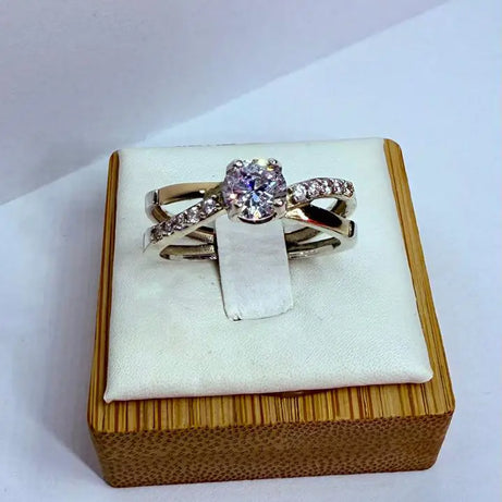 Anillo Dama Diseño Circón P.925 con Oro de 14k