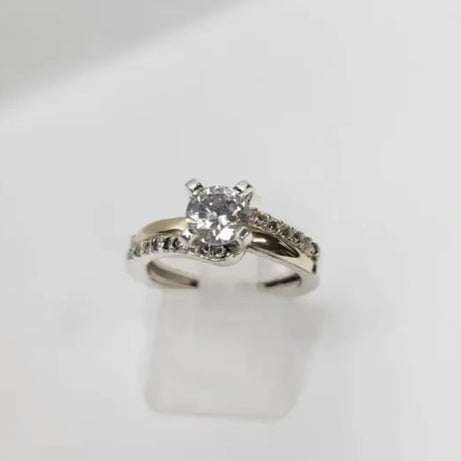 Anillo Dama Diseño Circón P.925 con Oro de 14k