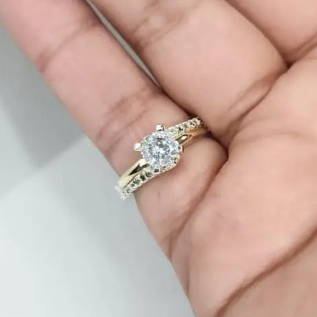 Anillo Dama Diseño Circón P.925 con Oro de 14k