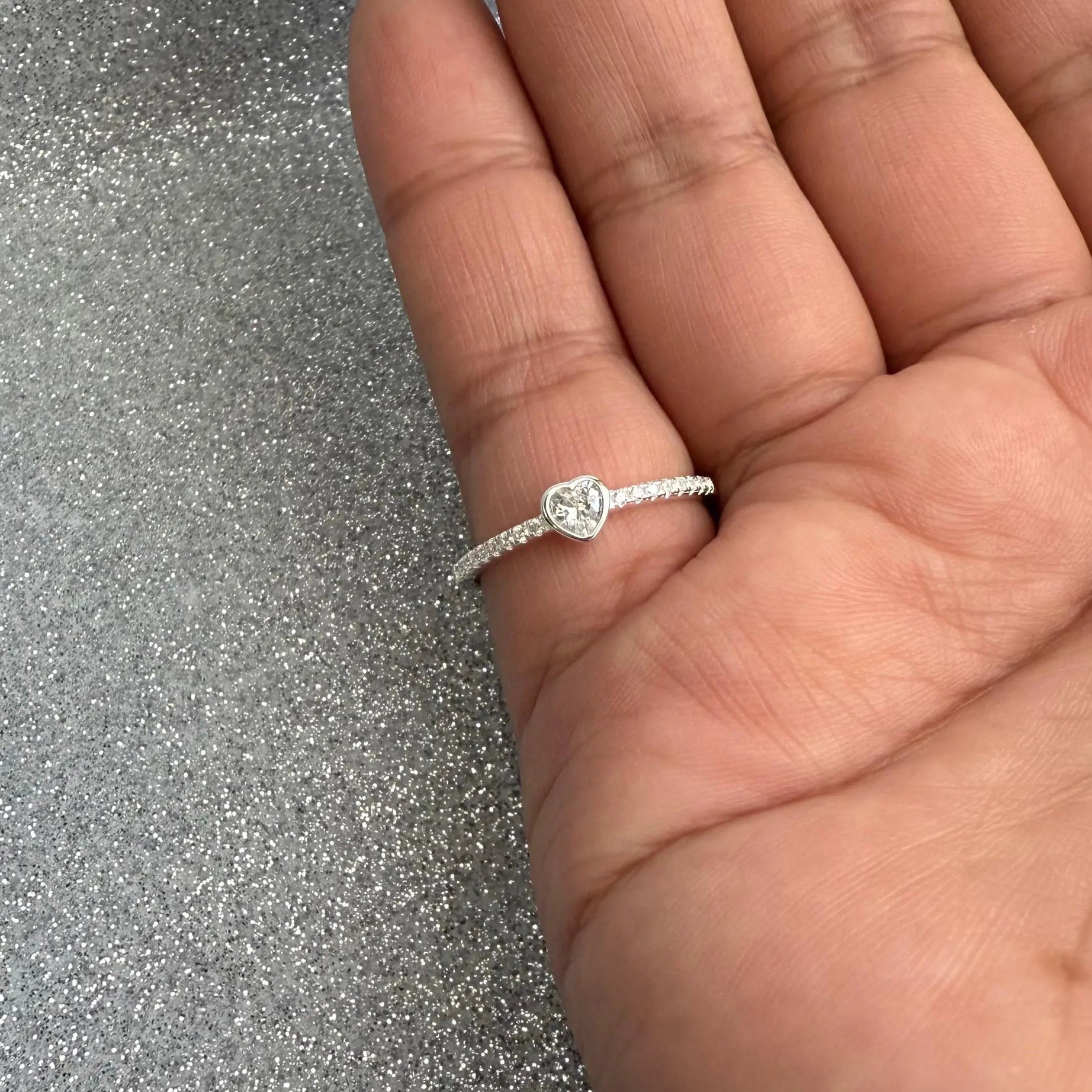 Anillo Dama Diseño Corazón Cristal Plata fina ley 925