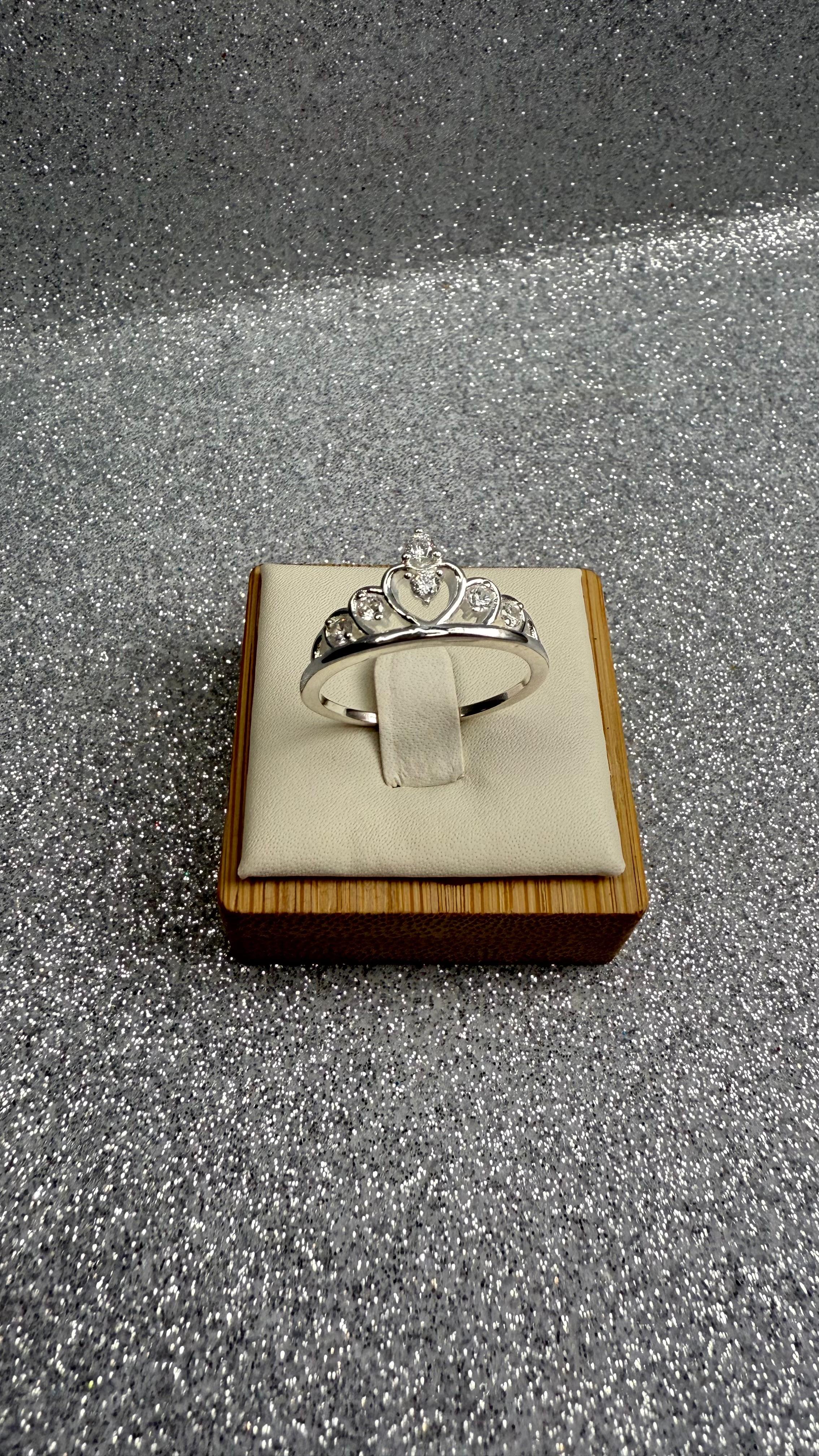 Anillo Dama Diseño Corona microcircones Plata fina ley 925