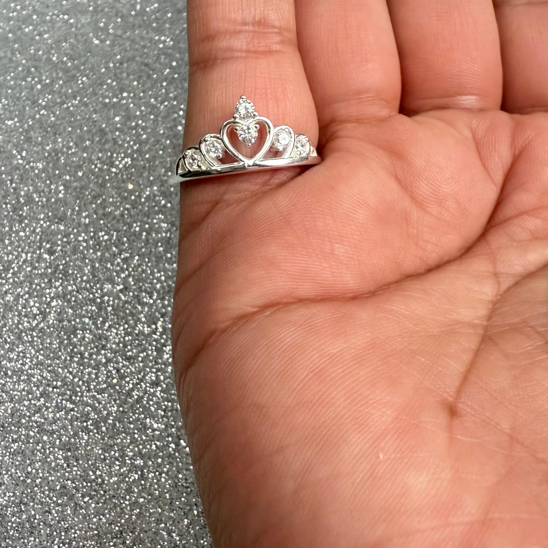 Anillo Dama Diseño Corona microcircones Plata fina ley 925