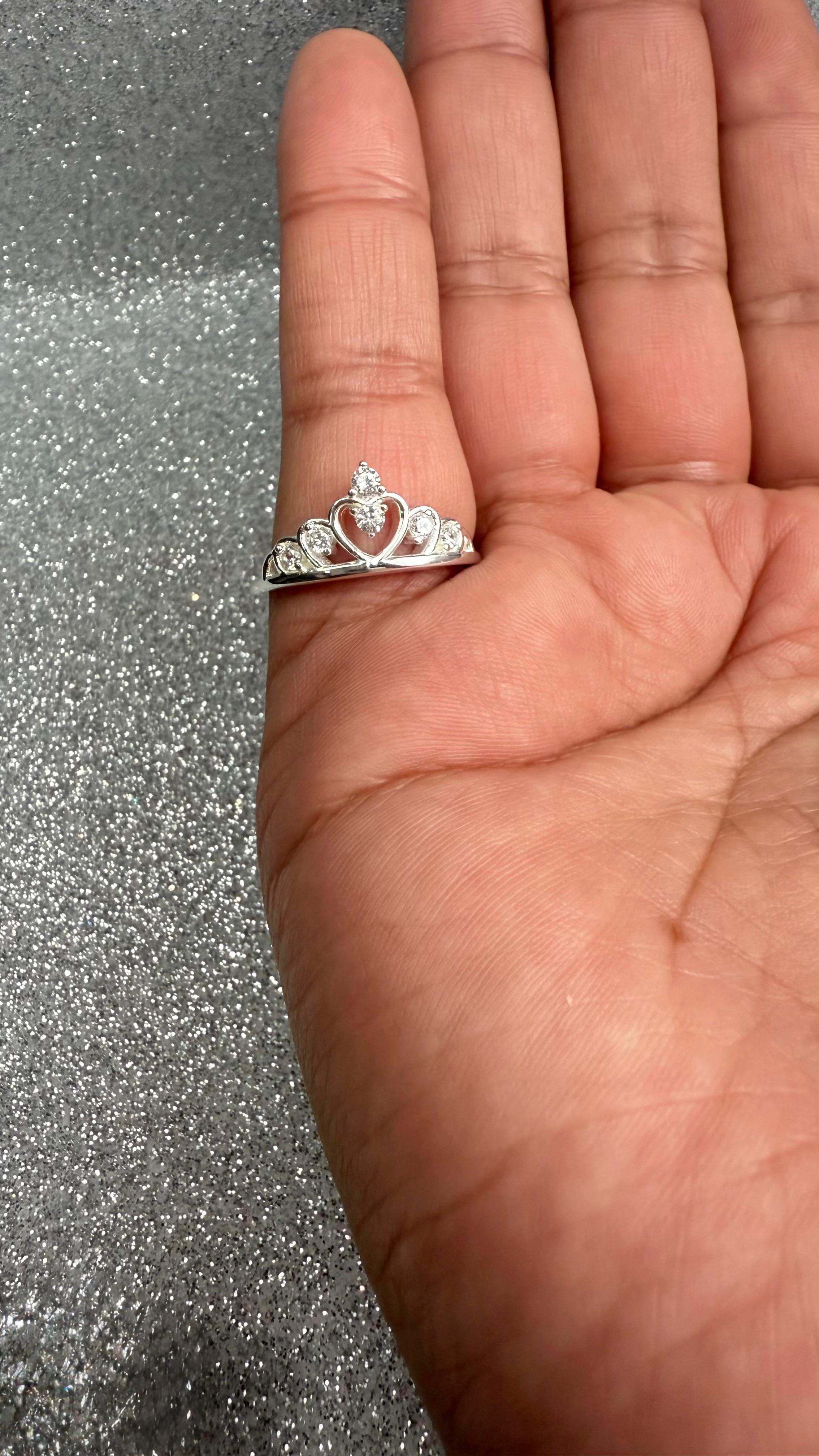 Anillo Dama Diseño Corona microcircones Plata fina ley 925