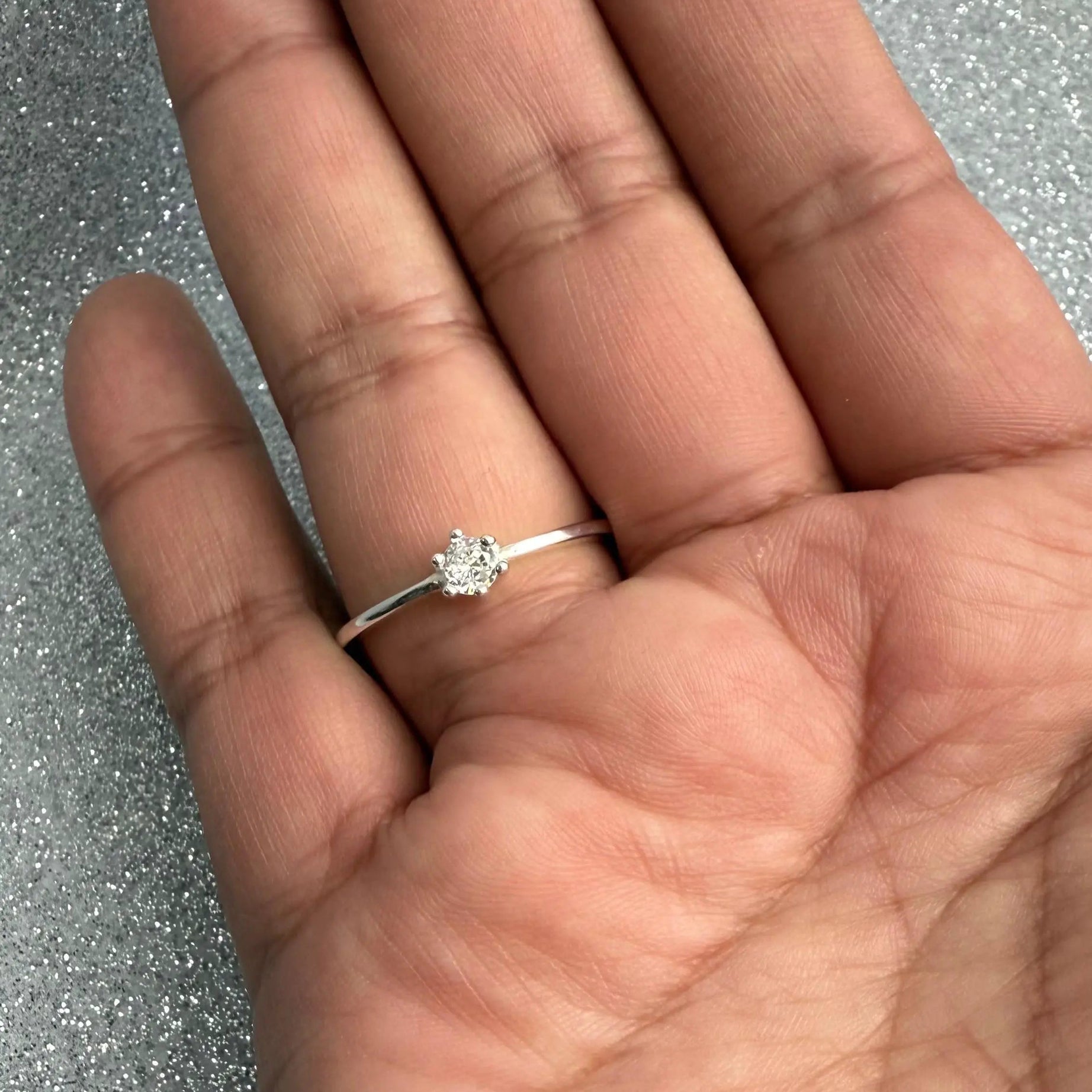 Anillo Dama Diseño Solitario Circón cristal  Plata 925