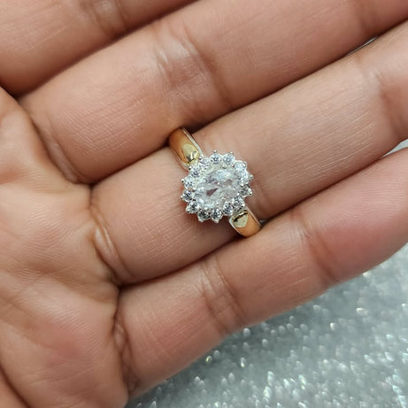 Anillo Dama Diseño Flor Circón P.925 con Oro de 14kilates