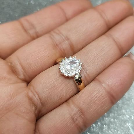 Anillo Dama Diseño Flor Circón P.925 con Oro de 14kilates