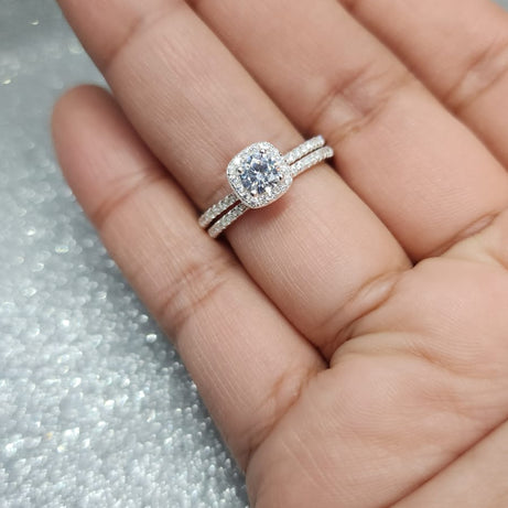 Anillo Dama Doble Diseño Circón con banda de microcircon P.925