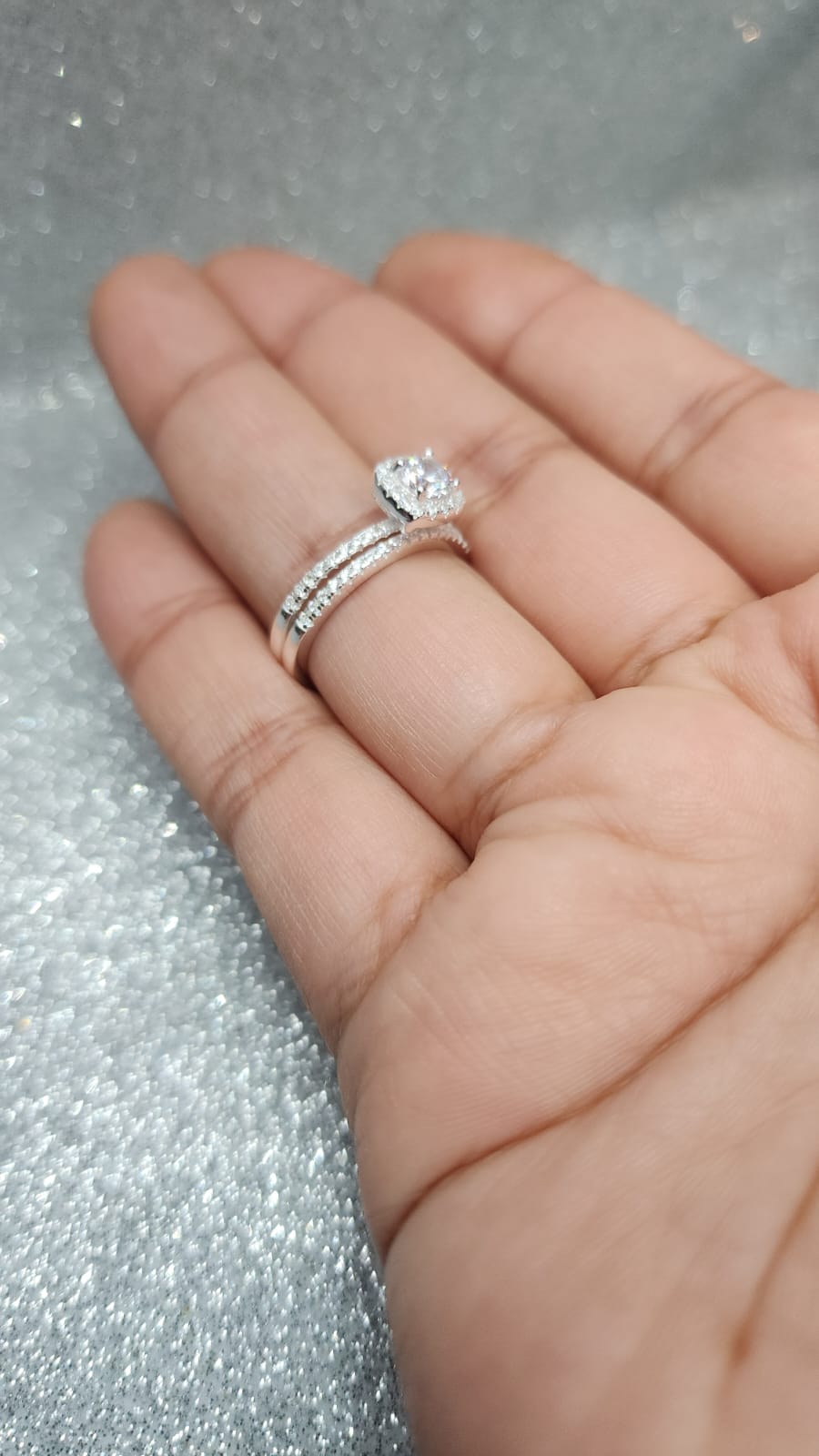 Anillo Dama Doble Diseño Circón con banda de microcircon P.925