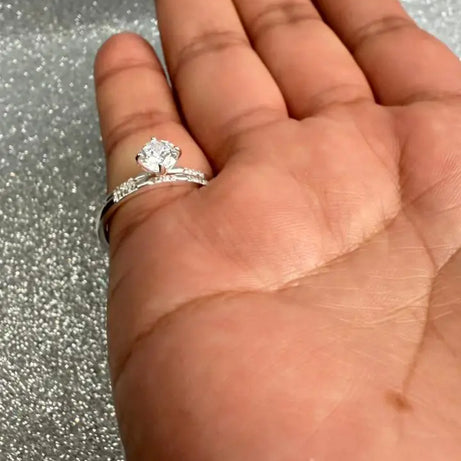 Anillo Dama Doble diseño circon junto a diseño cintillo Plata 925