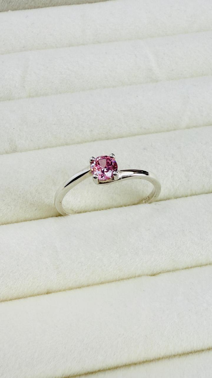 Anillo Dama circón rosado