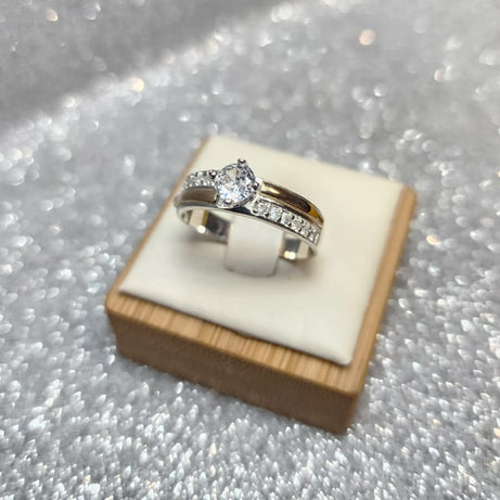 Anillo Dama Diseño Circón P.925 con Oro de 14kilates