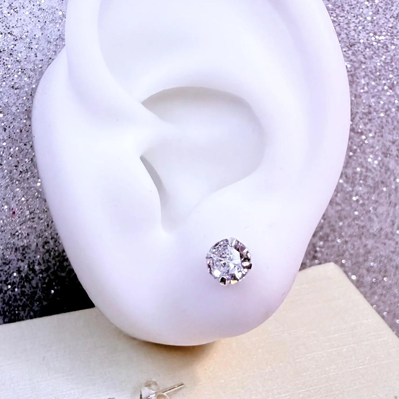 Aros circón cristal mujer -hombre Plata fina ley 925