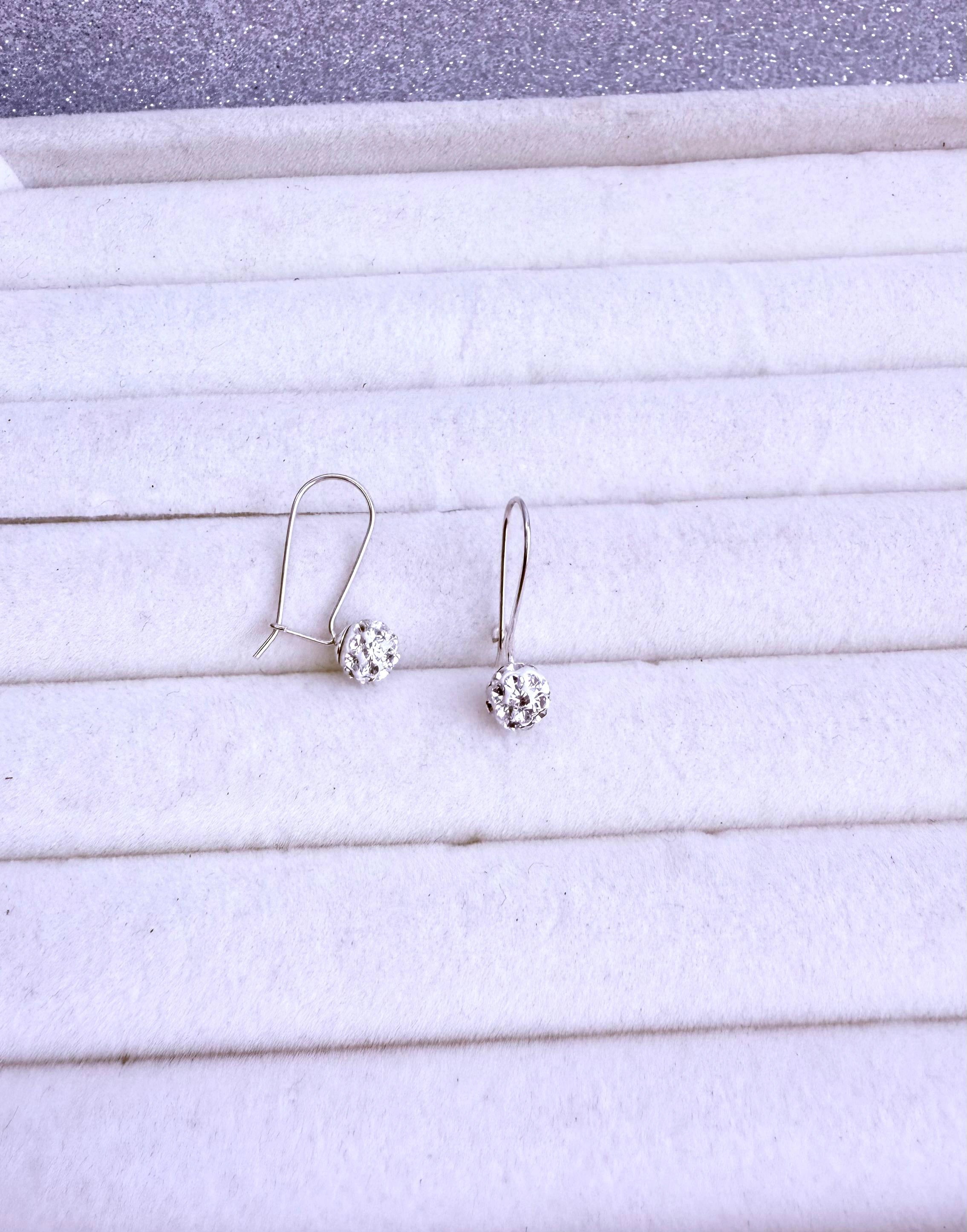 Aros dama Diseño Brillos esfera colgante Plata fina ley 925