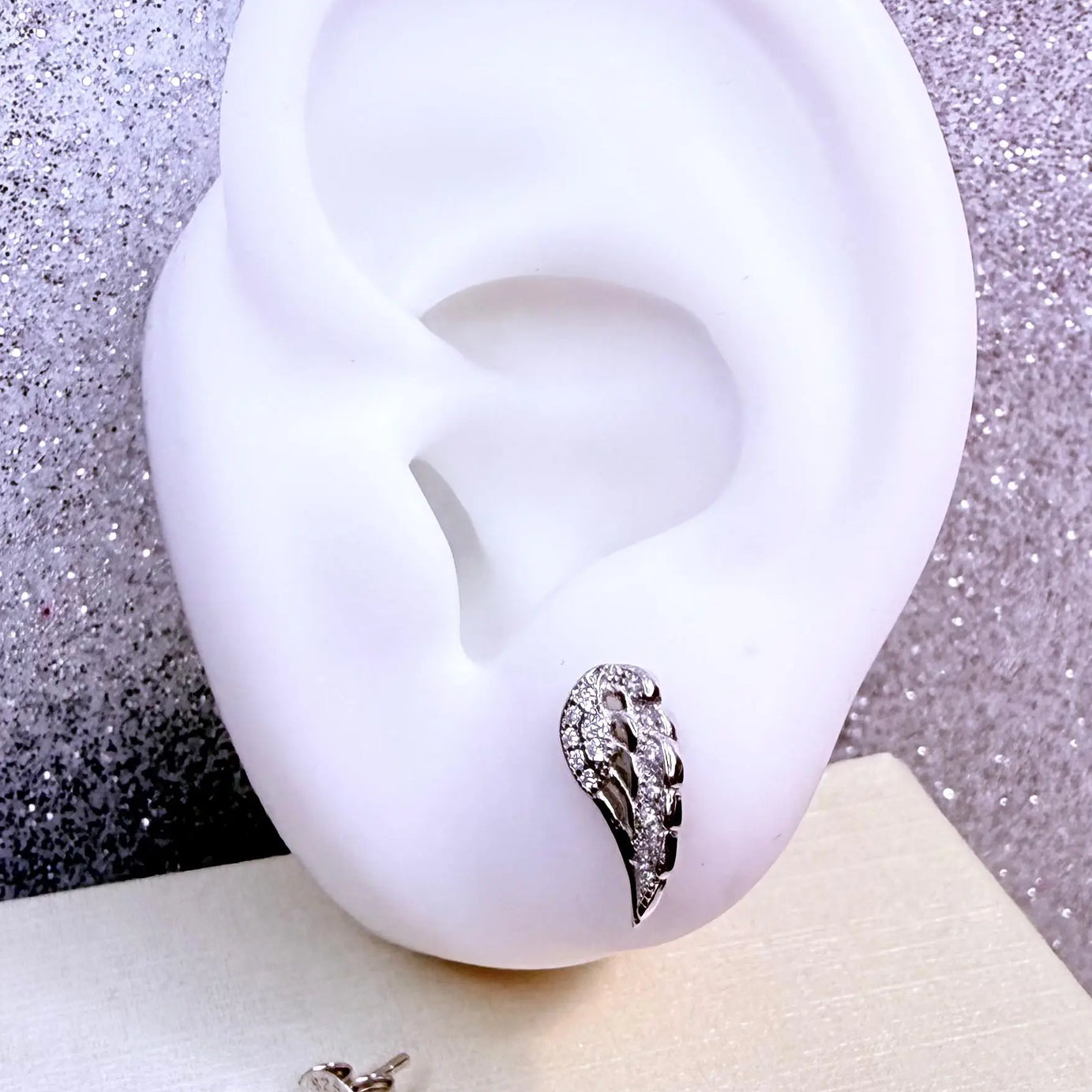 Aros dama ala de angel micro circones cristal Plata fina ley 925