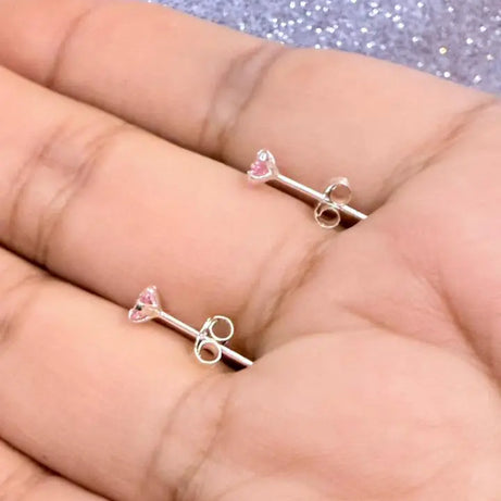 Aros dama circón cristal Rosa pequeño ,ideal para segundo aro Plata fina ley 925