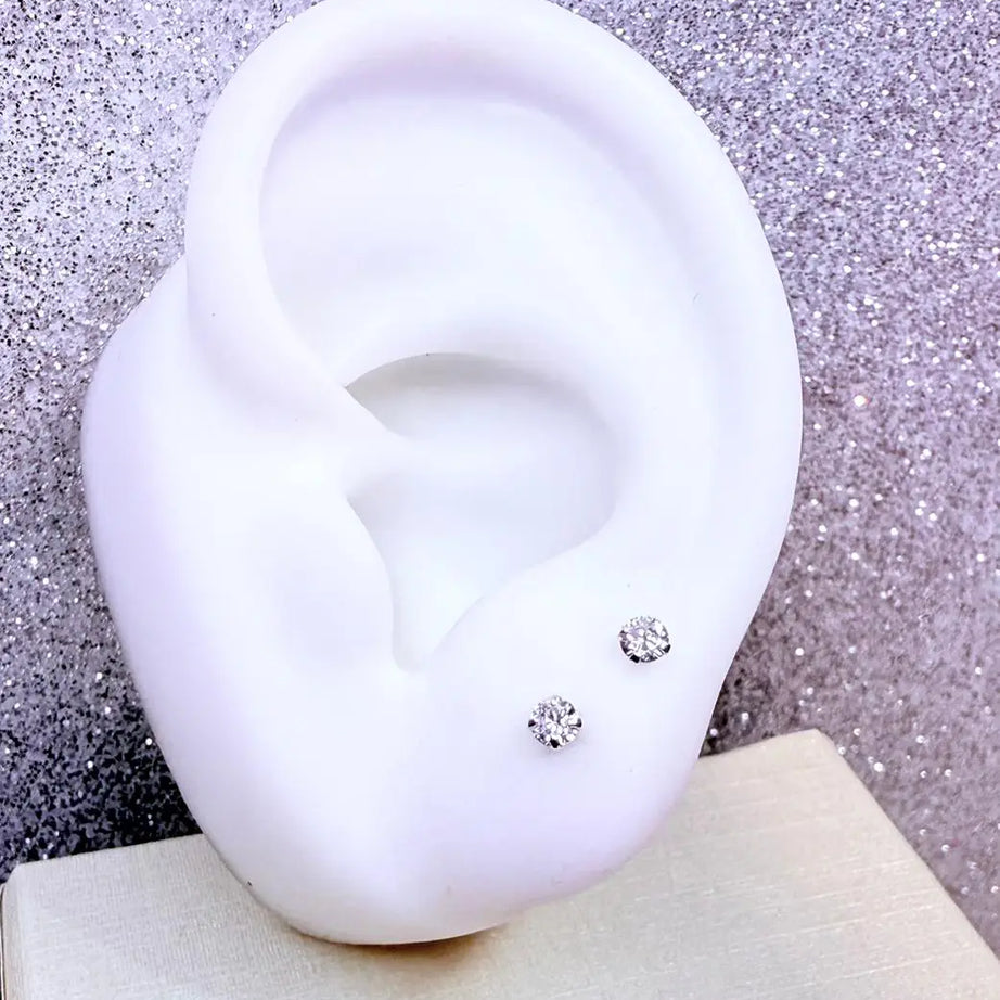 Aros dama circón cristal pequeño ,ideal para segundo aro Plata fina ley 925