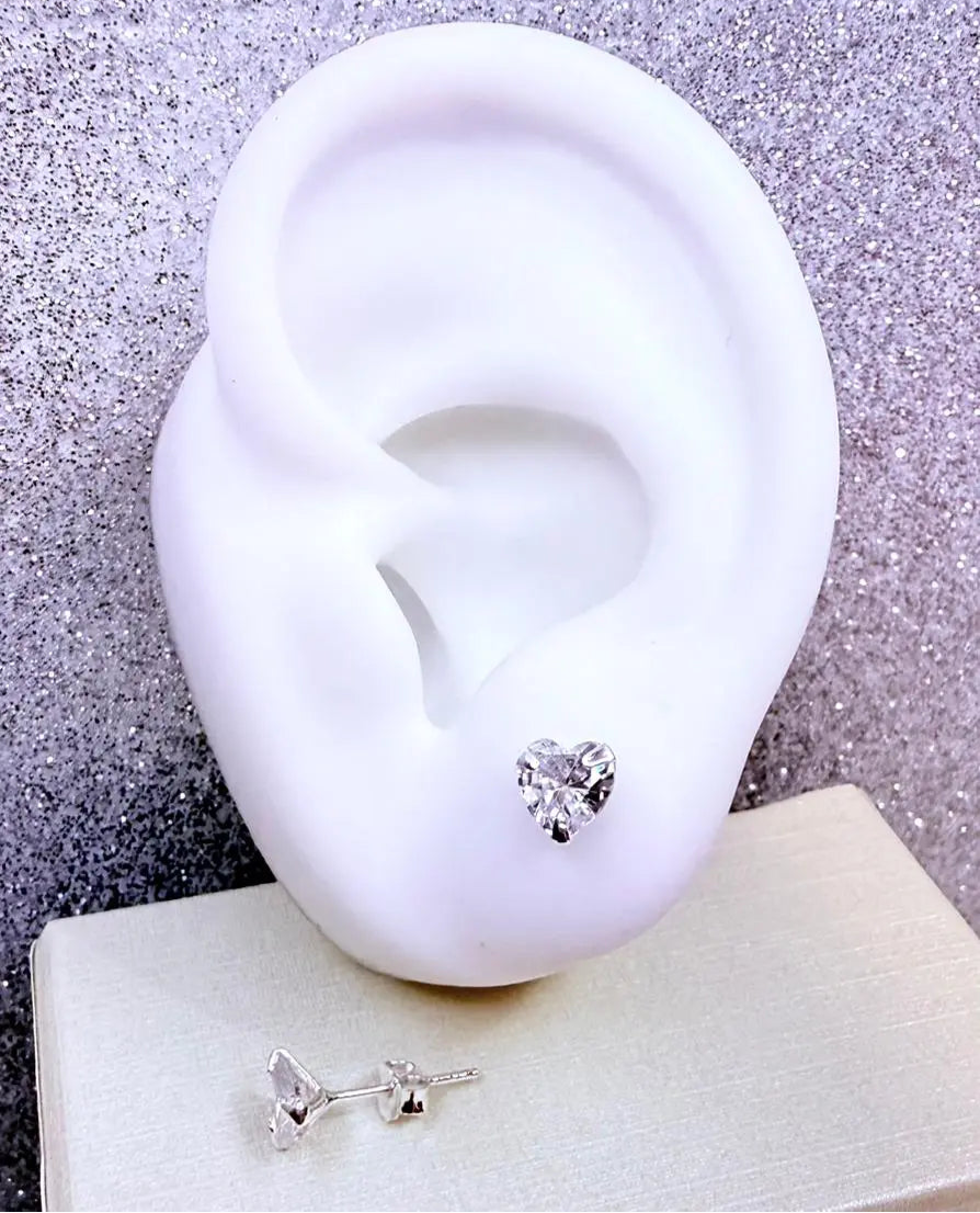 Aros corazón circón P.925