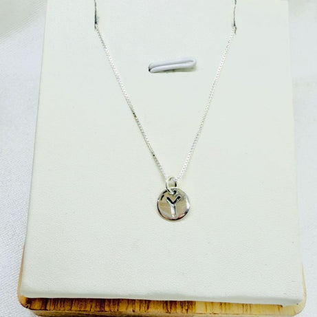 Cadena con Colgante Placa redonda Letra inicial 8mm